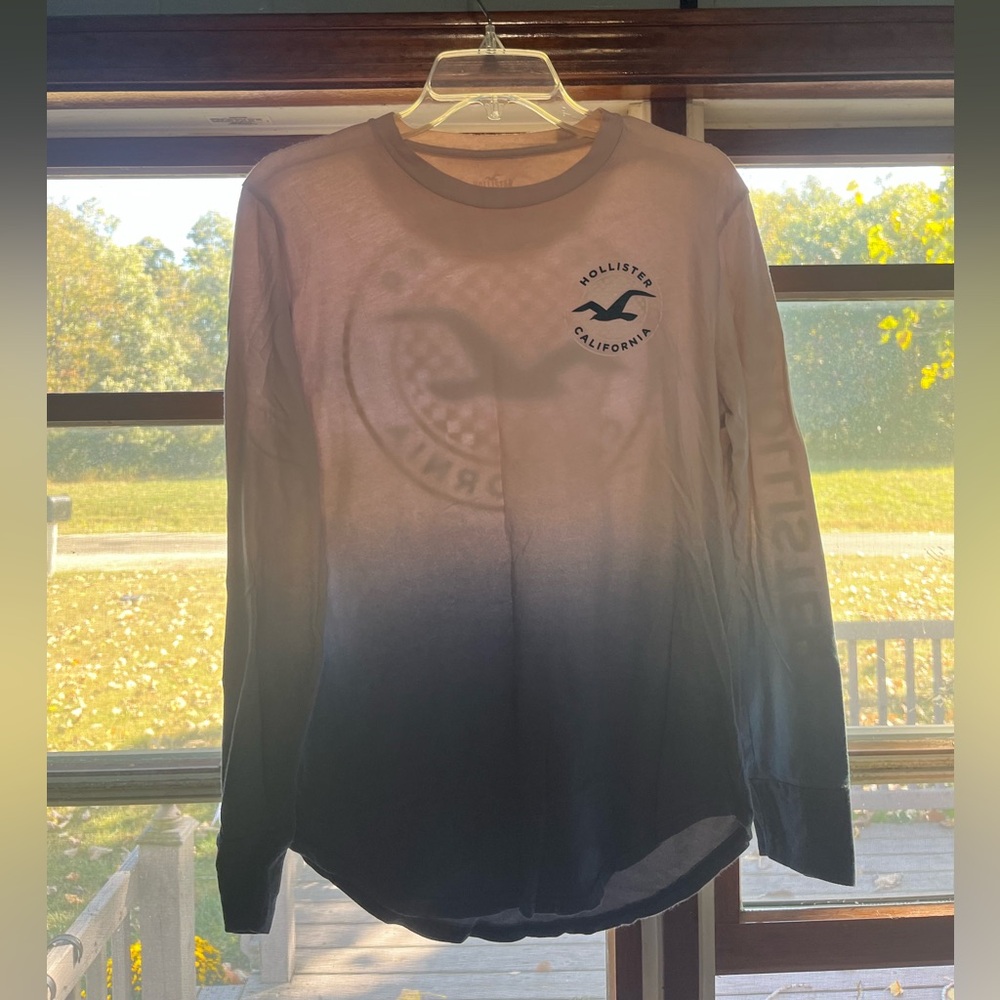 Hollister Black and White Ombre Long Sleeve Tee